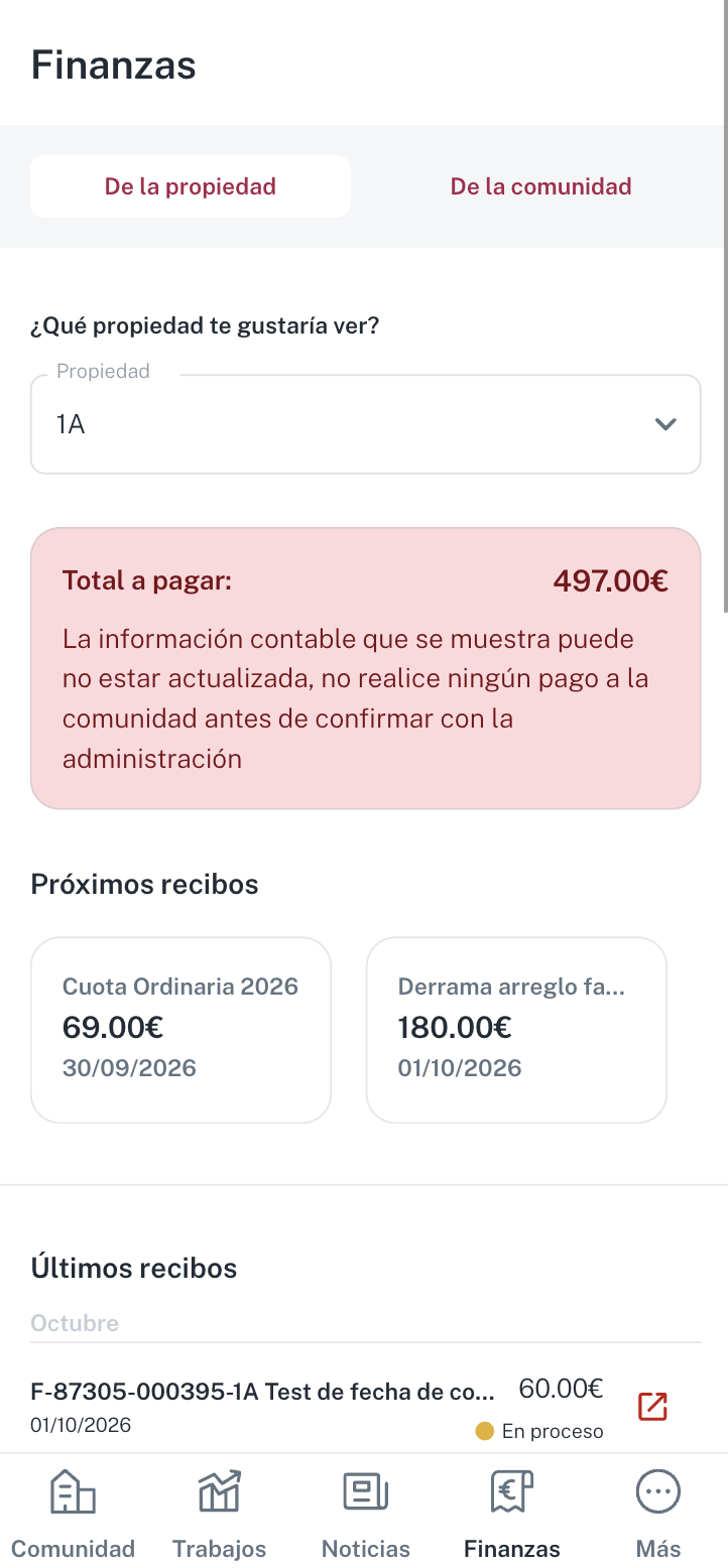 Vista de finanzas de la comunidad en GTC